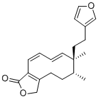 结构式 CAS# 349534-73-2, Dodonolide; (6R,7S,8E,10Z)-7-[2-(3-呋喃基)乙基]-4,5,6,7-四氢-6,7-二甲基环癸并[c]呋喃-1(3H)-酮