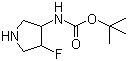 结构式 CAS# 351369-12-5, (4-氟-3-吡咯烷基)氨基甲酸叔丁酯
