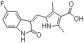 structure of CAS# 356068-93-4, 5-((Z)-(5-Fluoro-2-oxoindolin-3-ylidene)methyl)-2,4-dimethyl-1H-pyrrole-3-carboxylic acid