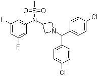 structure of CAS# 358970-97-5, Drinabant;N-[1-[Bis(4-chlorophenyl)methyl]azetidin-3-yl]-N-(3,5-difluorophenyl)methanesulfonamide
