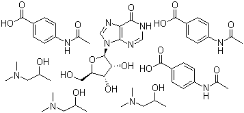 structure of CAS# 36703-88-5, Isoprinosine;Inosine compound with (2-hydroxypropyl)dimethylammonium p-acetamidobenzoate(1:3)