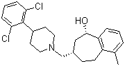 结构式 CAS# 371980-98-2, (5S,7S)-7-[[4-(2,6-二氯苯基)-1-哌啶基]甲基]-6,7,8,9-四氢-1-甲基-5H-苯并环庚烯-5-醇