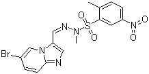 结构式 CAS# 372196-67-3, PIK 75; 2-甲基-5-硝基-1-苯磺酰[2-[(6-溴咪唑并[1,2-a]吡啶-3-基)亚甲基]-1-甲基肼]