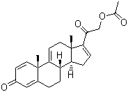 structure of CAS# 37413-91-5, 3,20-Dioxopregna-1,4,9(11),16-tetraen-21-yl acetate;21-Hydroxypregna-1,4,9(11),16-tetraene-3,20-dione 21-acetate