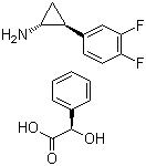 (1R,2S)-2-(3,4-Difluorophenyl)cyclopropanaminium (2R)-hydroxy(phenyl)ethanoate molecular structure (CAS 376608-71-8)