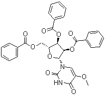 structure of CAS# 37805-86-0, 5-Methoxyuridine 2',3',5'-tribenzoate;5-Methoxy-1-(2,3,5-tri-O-benzoyl-beta-D-ribofuranosyl)uracil