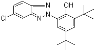 structure of CAS# 3864-99-1, 2-(2'-Hydroxy-3',5'-di-tert-butylphenyl)-5-chlorobenzotriazole;2-(5-Chloro-2H-benzotriazol-2-yl)-4,6-bis(1,1-dimethylethyl)-phenol ; 2,4-Di-tert-butyl-6-(5-chlorobenzotriazol-2-yl)phenol