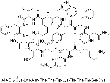 structure of CAS# 38916-34-6, Somatostatin;15-28-Somatostatin-28; Synthetic cyclic growth hormone release-inhibiting factor; Synthetic somatostatin-14