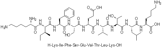 L-Lysyl-L-isoleucyl-L-phenylalanyl-L-seryl-L-alpha-glutamyl-L-valyl-L-threonyl-L-leucyl-L-lysine molecular structure (CAS 390750-26-2)