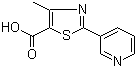 结构式 CAS# 39091-01-5, 4-甲基-2-(3-吡啶基)-1,3-噻唑-5-甲酸