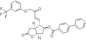 结构式 CAS# 40695-33-8, (3aR,4R,5R,6aS)-六氢-2-氧代-4-[(1E)-3-氧代-4-[3-(三氟甲基)苯氧基]-1-丁烯-1-基]-2H-环戊并[b]呋喃-5-基 rel-[1,1'-联苯]-4-甲酸酯