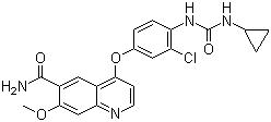 结构式 CAS# 417716-92-8, 4-[3-氯-4-(环丙基氨基羰基)氨基苯氧基]-7-甲氧基-6-喹啉甲酰胺