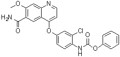 structure of CAS# 417722-95-3, [4-[[6-(Aminocarbonyl)-7-methoxy-4-quinolinyl]oxy]-2-chlorophenyl]carbamic acid phenyl ester