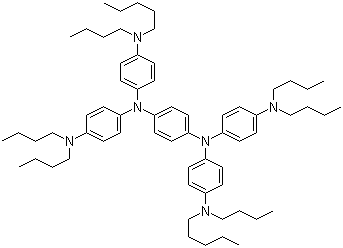 structure of CAS# 4182-80-3, N,N,N',N'-Tetrakis[4-(dibutylamino)phenyl]benzene-1,4-diamine;N,N,N',N'-Tetrakis(4-dibutylaminophenyl)-p-phenylenediamine