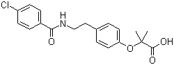 结构式 CAS# 41859-67-0, 苯扎贝特; 2-[4-[2-(4-氯苯甲酰胺基)乙基]苯氧基]-2-甲基丙酸