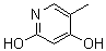 structure of CAS# 41935-71-1, 2,4-Dihydroxy-5-methylpyridine;4-Hydroxy-5-methyl-2(1H)-pyridinone; 2,4-Dihydroxy-5-methylpyridine; 3-Deazathymine; 4-Hydroxy-5-methyl-2-pyridone