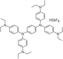 N,N,N',N'-Tetrakis[4-(diethylamino)phenyl]-1,4-benzenediamine hexafluoroantimonate molecular structure (CAS 4263-38-1)