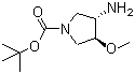 结构式 CAS# 429673-79-0, 反式-3-氨基-4-甲氧基吡咯烷-1-甲酸叔丁酯