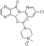 structure of CAS# 43200-96-0, Zopiclone N-oxide;4-Methyl-1-piperazinecarboxylic acid 6-(5-chloro-2-pyridinyl)-6,7-dihydro-7-oxo-5H-pyrrolo[3,4-b]pyrazin-5-yl ester 4-oxide