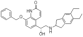 结构式 CAS# 435273-75-9, (R)-5-[2-[(5,6-二乙基-2,3-二氢-1H-茚-2-基)氨基]-1-羟基乙基]-8-(苄氧基)-2(1H)-喹啉酮