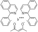 structure of CAS# 435294-03-4, Bis(1-phenylisoquinoline)(acetylacetonato)iridium(III);(piq)2Ir(acac)