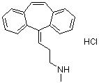 结构式 CAS# 438-59-5, 去甲环苯扎林盐酸盐; 3-(5H-二苯并[a,d]环庚烯-5-亚基)-N-甲基-1-丙胺盐酸盐