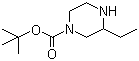 结构式 CAS# 438049-35-5, N-1-Boc-3-乙基哌嗪; 3-乙基哌嗪-1-甲酸叔丁酯