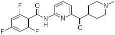 structure of CAS# 439239-90-4, Lasmiditan;COL 144; 2,4,6-Trifluoro-N-[6-[(1-methyl-4-piperidinyl)carbonyl]-2-pyridinyl]benzamide