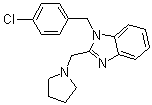 structure of CAS# 442-52-4, Clemizole;1-(p-Chlorobenzyl)-2-pyrrolidylmethylenebenzimidazole; 1-p-Chlorobenzyl-2-(1-pyrrolidinylmethyl)benzimidazole; 1-p-Chlorobenzyl-2-pyrrolidino-methylbenzimidazole; Depocural; Histacur; Histakool; Lergopenin; NSC 46261