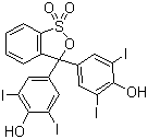 structure of CAS# 4430-24-4, Iodophenol Blue;3',3'',5',5''-Tetraiodophenolsulphonephthalein; 4,4'-(3H-2,1-Benzoxathiol-3-ylidene)bis[2,6-diiodophenol] S,S-dioxide