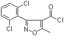structure of CAS# 4462-55-9, 3-(2,6-Dichlorophenyl)-5-methylisoxazole-4-carbonyl chloride;3-(2,6-Dichlorophenyl)-5-methyl-1,2-oxazole-4-carbonyl chloride