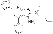 structure of CAS# 459147-39-8, 2-(Butylsulfinyl)-4-phenyl-6-(2-thienyl)thieno[2,3-b]pyridin-3-amine;SW 033291