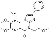 结构式 CAS# 461000-66-8, 3,4,5-三甲氧基-N-(2-甲氧基乙基)-N-(4-苯基-2-噻唑基)苯甲酰胺