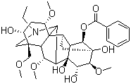 structure of CAS# 466-24-0, 14-Benzoylaconine;14-O-Benzoylaconine; Aconine 14-benzoate; Benzaconine; Benzoylaconine; Isaconitine; Pikraconitin; (1alpha,3alpha,6alpha,14alpha,15alpha,16beta)20-Ethyl-1,6,16-trimethoxy-4-(methoxymethyl)aconitane-3,8,13,14,15-pentol