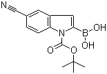 结构式 CAS# 475102-15-9, 1-Boc-5-氰基吲哚-2-硼酸; N-叔丁氧羰基-5-氰基吲哚-2-硼酸