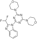 structure of CAS# 475110-96-4, ZSTK 474;2-(2-Difluoromethylbenzimidazol-1-yl)-4,6-dimorpholino-1,3,5-triazine