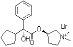 structure of CAS# 475468-09-8, (3R)-3-[[(2R)-Cyclopentylhydroxyphenylacetyl]oxy]-1,1-dimethylpyrrolidinium bromide