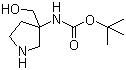 结构式 CAS# 475469-15-9, (3-羟甲基吡咯烷-3-基)氨基甲酸叔丁酯