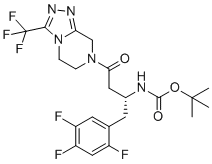 structure of CAS# 486460-23-5, N-Boc-Sitagliptin;tert-butyl N-[(2R)-4-oxo-4-[3-(trifluoromethyl)-6,8-dihydro-5H-[1,2,4]triazolo[4,3-a]pyrazin-7-yl]-1-(2,4,5-trifluorophenyl)butan-2-yl]carbamate