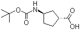 结构式 CAS# 489446-85-7, (1R,3R)-N-叔丁氧羰基-1-氨基环戊烷-3-羧酸