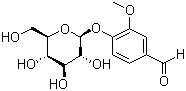 结构式 CAS# 494-08-6, 4-(beta-D-葡萄糖基)-3-甲氧基苯甲醛