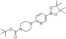 结构式 CAS# 496786-98-2, 2-(4-叔丁氧羰基哌嗪基)吡啶-5-硼酸频哪醇酯
