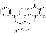 5-((1-(2-Chlorobenzyl)-1H-indol-3-yl)methylene)-1,3-dimethylpyrimidine-2,4,6(1H,3H,5H)-trione molecular structure (CAS 49701-11-3)