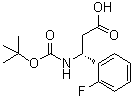 结构式 CAS# 500789-03-7, (betaR)-beta-[[叔丁氧羰基]氨基]-2-氟苯丙酸