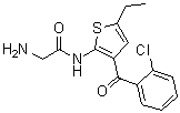 结构式 CAS# 50509-09-6, 2-(氨基乙酰氨基)-3-(2-氯苯甲酰基)-5-乙基噻吩