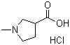 structure of CAS# 50585-87-0, 1-Methyl-3-pyrrolidinecarboxylic acid hydrochloride