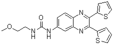 结构式 CAS# 508186-14-9, N-(2,3-二-2-噻吩基-6-喹喔啉基)-N'-(2-甲氧基乙基)脲