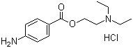 structure of CAS# 51-05-8, Procaine hydrochloride;2-(Diethylamino)ethyl 4-aminobenzoate hydrochloride