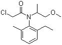 结构式 CAS# 51218-45-2, 异丙甲草胺; 2-氯-N-(1-甲基-2-甲氧乙基)-N-(2-乙基-6-甲基苯基)乙酰胺