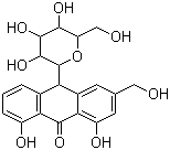 structure of CAS# 5133-19-7, Aloin;10-Glucopyranosyl-1,8-dihydroxy-3-(hydroxymethyl)-9(10H)-anthracenone; (10R)-1,8-Dihydroxy-3-(hydroxymethyl)-10-[(2S,3S,4R,5R,6R)-3,4,5-trihydroxy-6-(hydroxymethyl)oxan-2-yl]-10H-anthracen-9-one